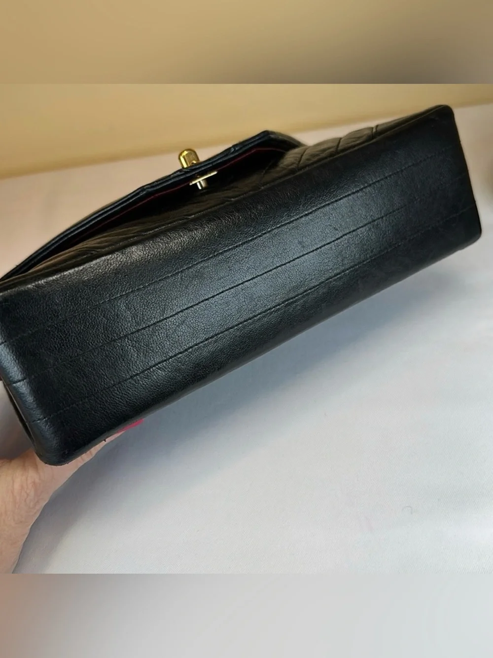 CHANEL Rare Early‑80s Chevron Lambskin Turnlock Envelope Bag 24K Gold‑Plated